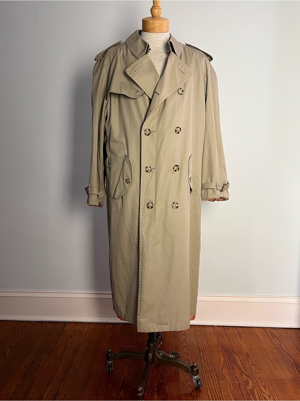 Vintage Beige Double-Breasted Trench Coat